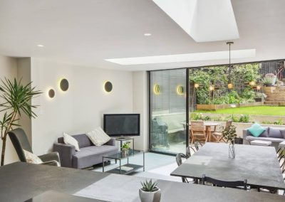 Microcement kitchen island worktop & floor by C Ferri Interiors, London