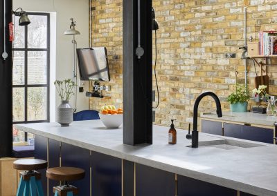 Microcement kitchen island worktop by C Ferri Interiors, London